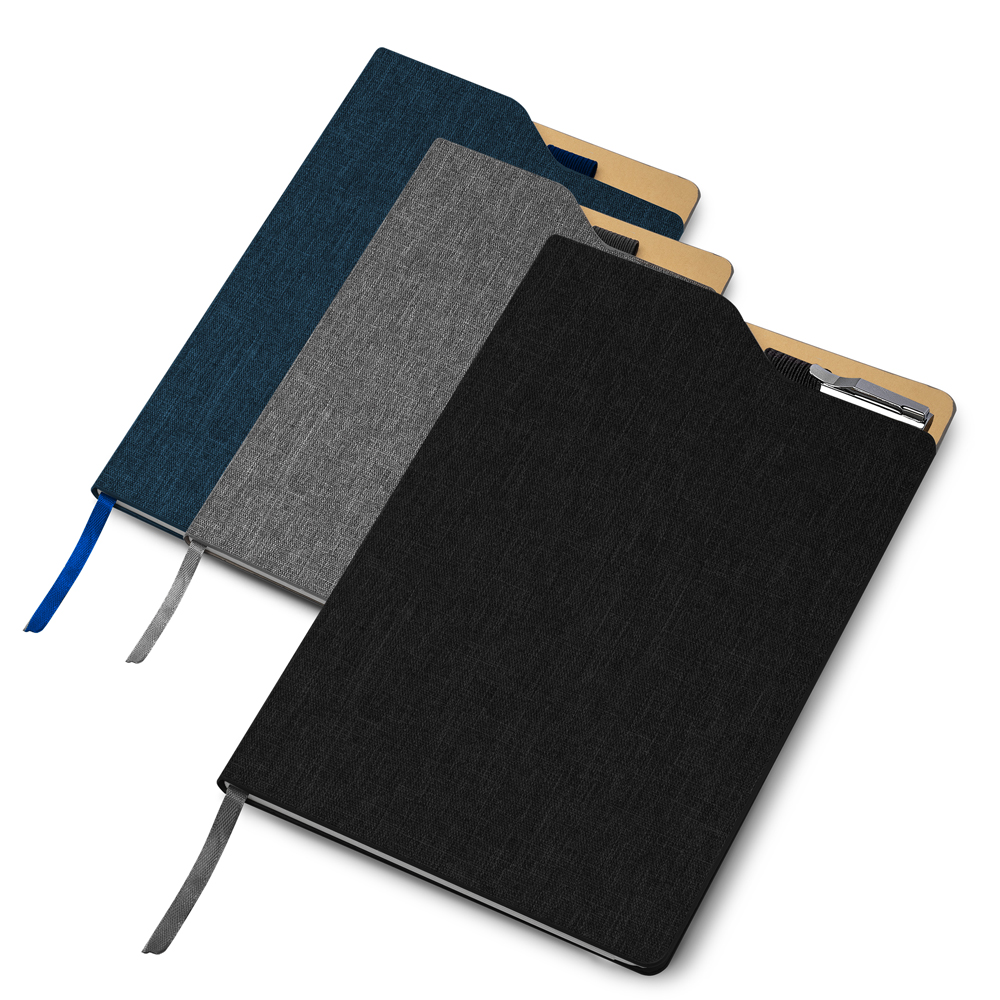 Caderno Personalizado com suporte para caneta 21 x 14 cm